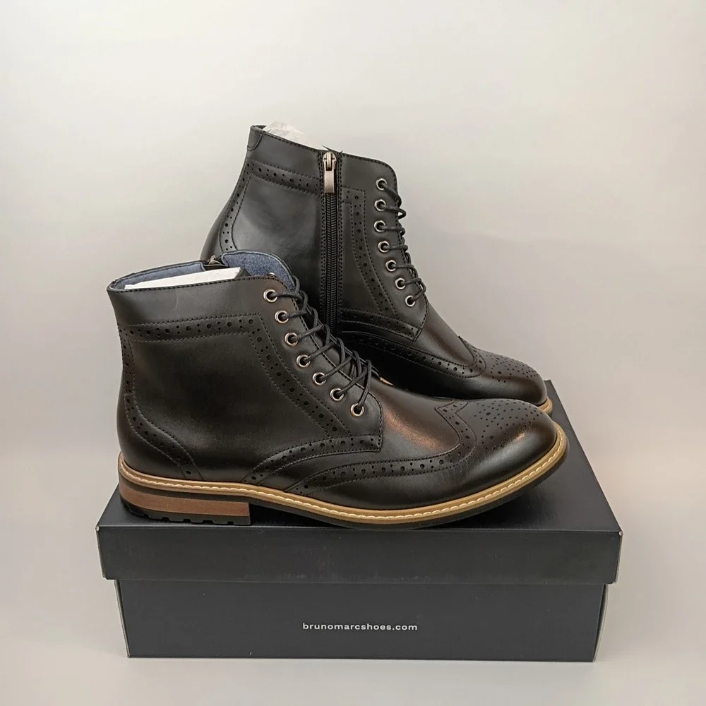 Bruno Marc Motorcycle BOOTS In Black Leather. Size 10 Men's/43.5 EU. Brand New